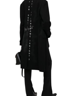 Шерстяное пальто Yohji Yamamoto черное