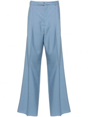Μάλλινο παντελόνι σε φαρδιά γραμμή Lanvin μπλε