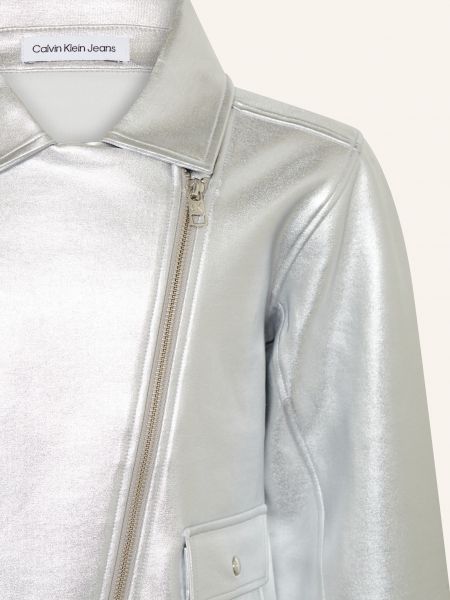 Džínová bunda Calvin Klein stříbrná
