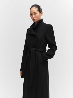 Vlněný kabát Mango černý