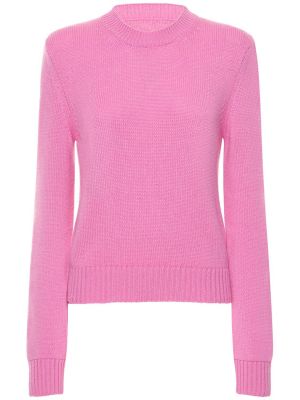Collana di cachemire in maglia con scollo tondo Annagreta rosa