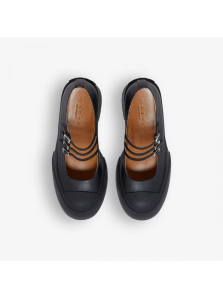 Кожаные туфли на каблуке на платформе Marni черные