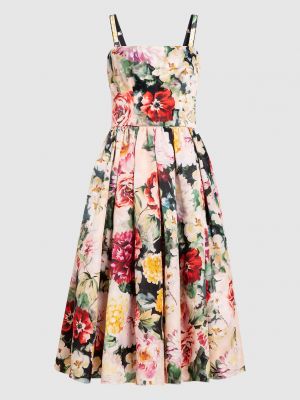 Шелковое платье миди в цветочек с принтом Dolce&gabbana