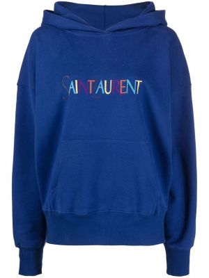 Siuvinėtas džemperis su gobtuvu Saint Laurent mėlyna