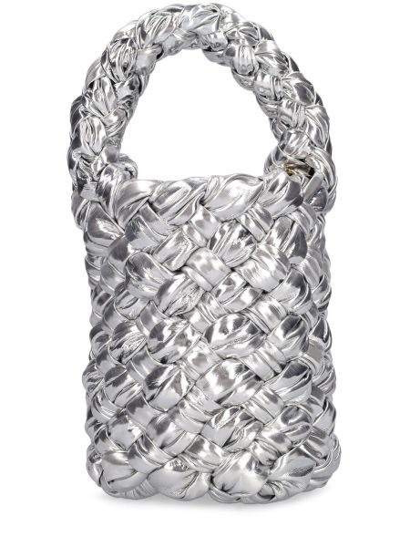 Bőr táska Bottega Veneta ezüstszínű