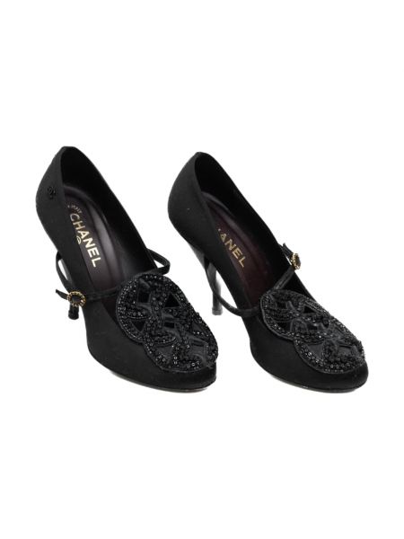 Chaussures de ville brodeés à talons Chanel Vintage noir