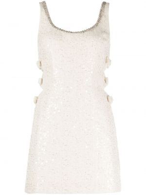 Коктейлна рокля с мъниста Self-portrait бяло