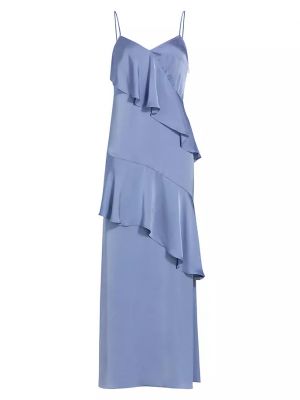Атласное длинное платье Ramy Brook синее