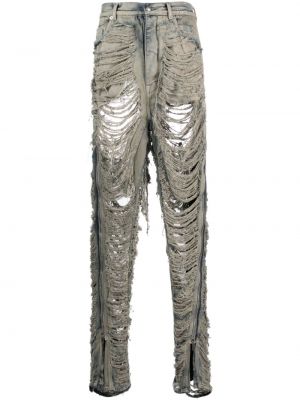 Slim fit skinny džíny s oděrkami Rick Owens šedé