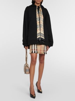 Pamučna vunena mini suknja karirana Burberry bež