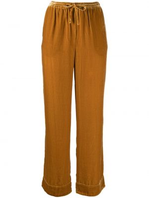 Sametové rovné kalhoty Asceno zlaté