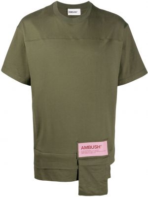 Памучна тениска с джобове Ambush зелено