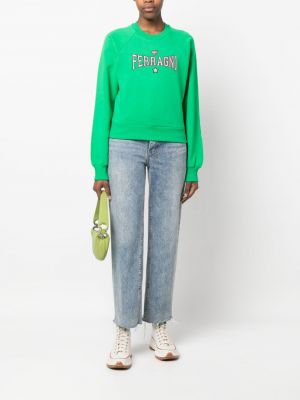 Sweatshirt mit stickerei aus baumwoll Chiara Ferragni grün