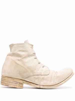 Chunky krajkové šněrovací kotníkové boty Poème Bohémien bílé