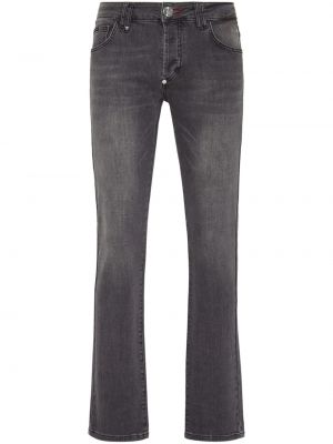 Proste jeansy z niską talią Philipp Plein szare