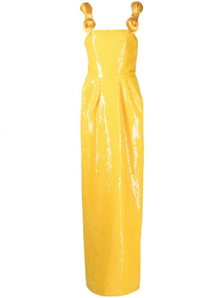 Vestido de noche con lentejuelas Khoon Hooi amarillo