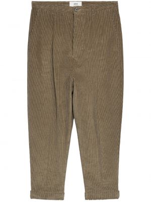 Plisované manšestrové kalhoty Ami Paris hnědé