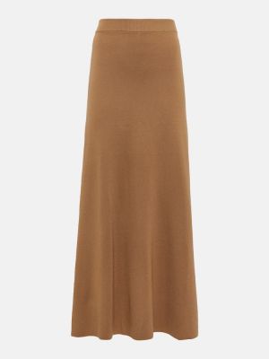 Spódnica midi z wysoką talią wełniana Chloã© brązowa