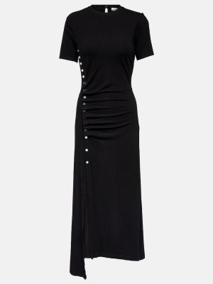 Sukienka długa z dżerseju plisowana Paco Rabanne czarna