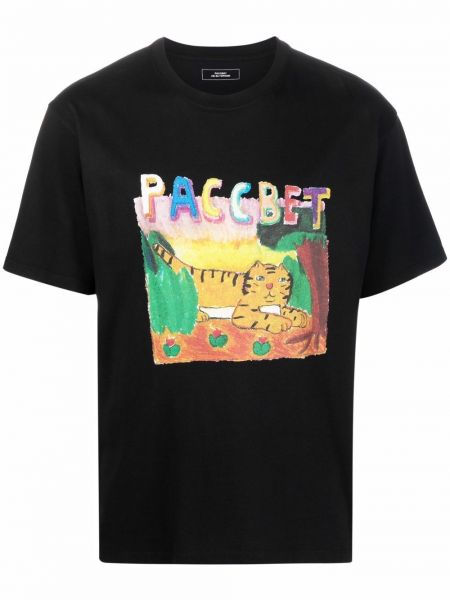 Camiseta con estampado con rayas de tigre Paccbet negro
