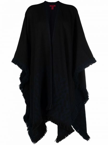 Abrigo con flecos drapeado Valentino negro