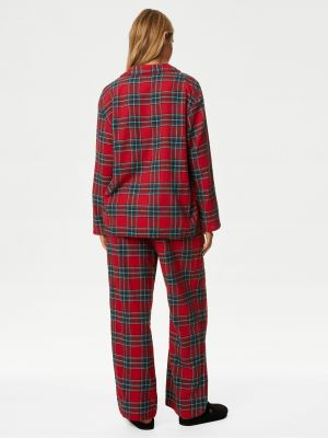 Kostkované pyžamo Marks & Spencer červené