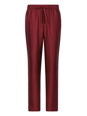Pantaloni cu broderie de mătase Dolce & Gabbana roșu