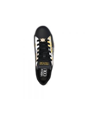 Sneakersy skórzane Versace Jeans Couture czarne