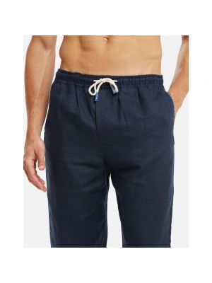Pantalones rectos de lino Peninsula azul