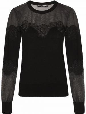 Čipkovaný sveter Dolce & Gabbana čierna