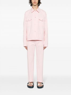 Bavlněné rovné kalhoty Acne Studios růžové