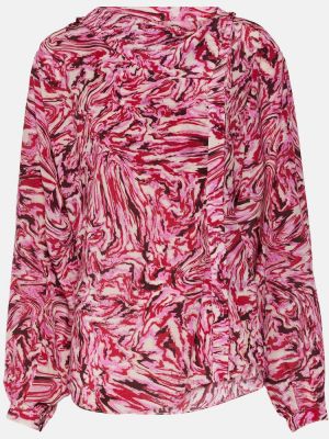 Bluză de mătase cu imagine Isabel Marant roșu