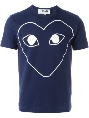 Koszulka z nadrukiem w serca Comme Des Garcons Play Niebieska