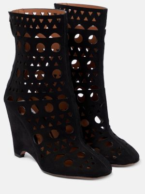 Wildleder ankle boots mit keilabsatz Alaã¯a schwarz