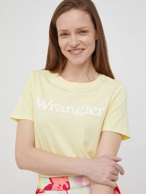 Памучна тениска Wrangler жълто