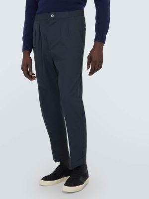 Pantalon droit en soie en coton Tom Ford bleu