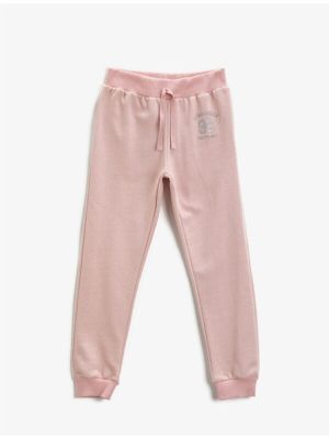 Памучни спортни панталони с принт Koton розово