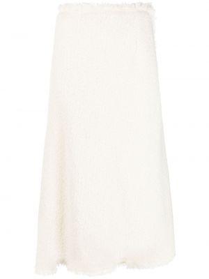 Φούστα με κρόσσια tweed Alberta Ferretti λευκό