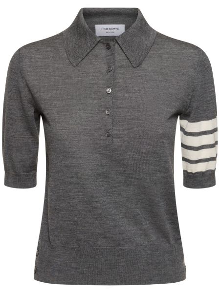 Relaxed fit poloshirt i uld Thom Browne grå