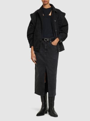 Falda midi de cintura alta Isabel Marant negro