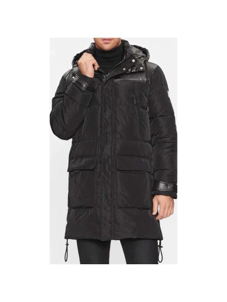 Pikowana kurtka puchowa z kapturem Karl Lagerfeld czarna