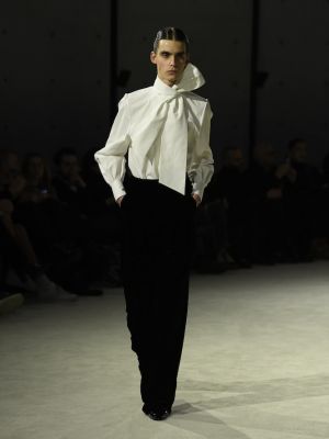 Bavlnená košeľa s mašľou Saint Laurent biela