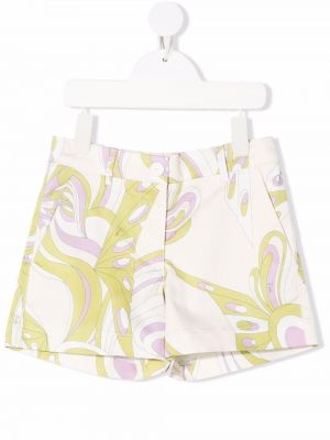 Trykt bomull shorts for jenter Pucci Junior hvit