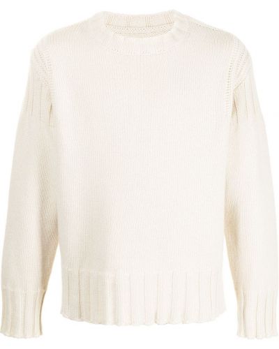 Кашмирен пуловер с кръгло деколте Jil Sander бяло