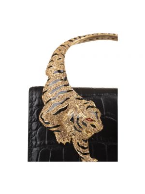 Bolsa de hombro de cuero con estampado de estampado de serpiente Roberto Cavalli