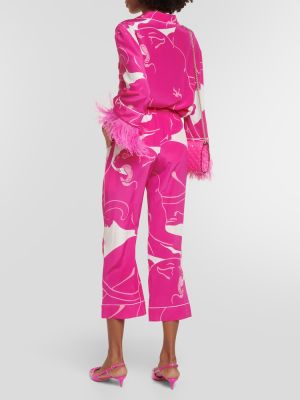 Pantalones rectos de crepé Valentino rosa
