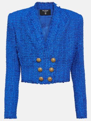 Μπλέιζερ tweed Balmain μπλε