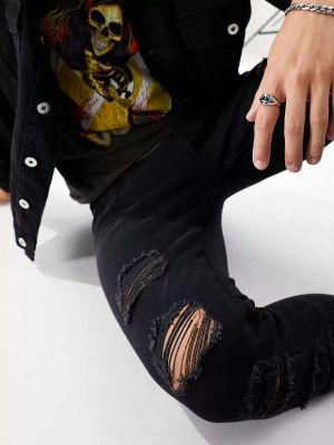 Черные джинсы скинни с несколькими рваными краями Brave Soul