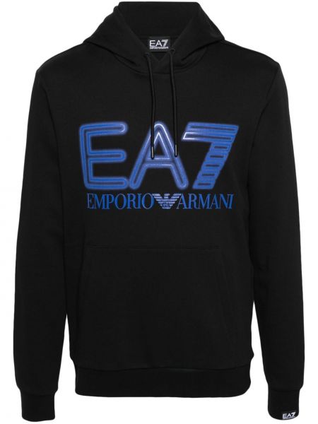 Bluza z kapturem bawełniana Ea7 Emporio Armani czarna