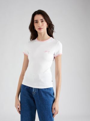 Тениска slim Tommy Jeans бяло